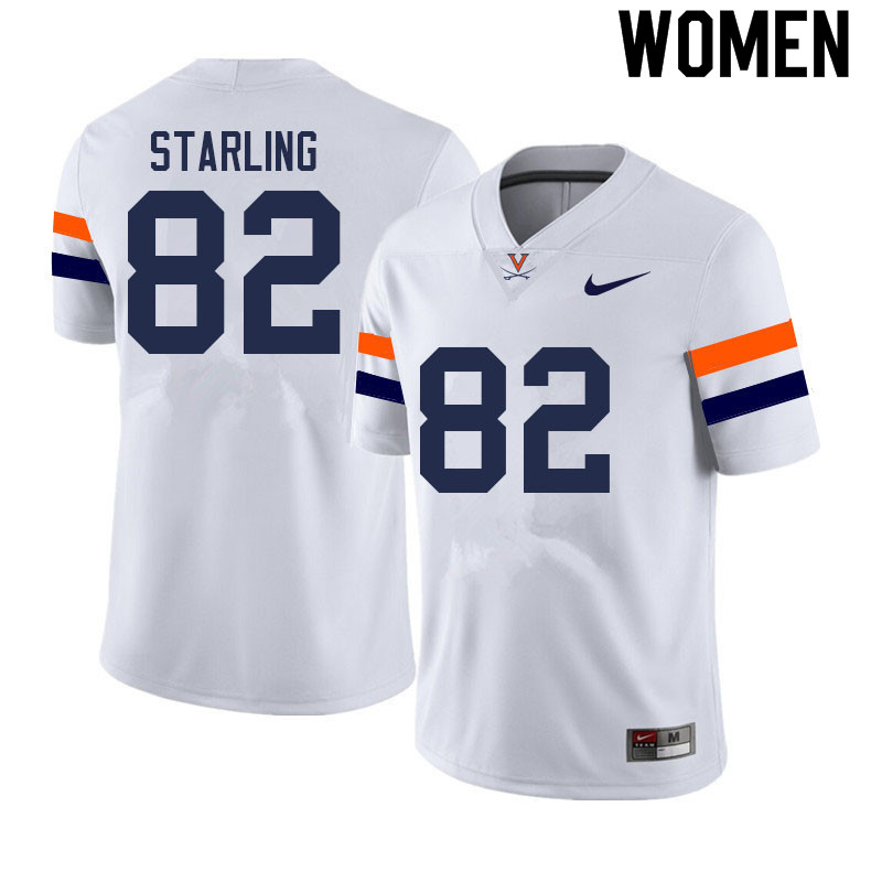 Women #82 Demick Starling Virginia Cavaliers College Football Jerseys Sale-White